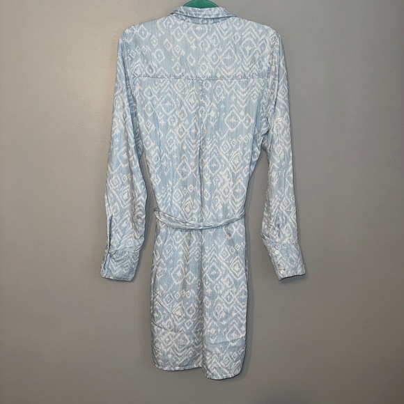 EUC Anthropologie Cloth & Stone Tercel Chambray Denim Geo Shirt Dress Size Large - Picture 6 of 7